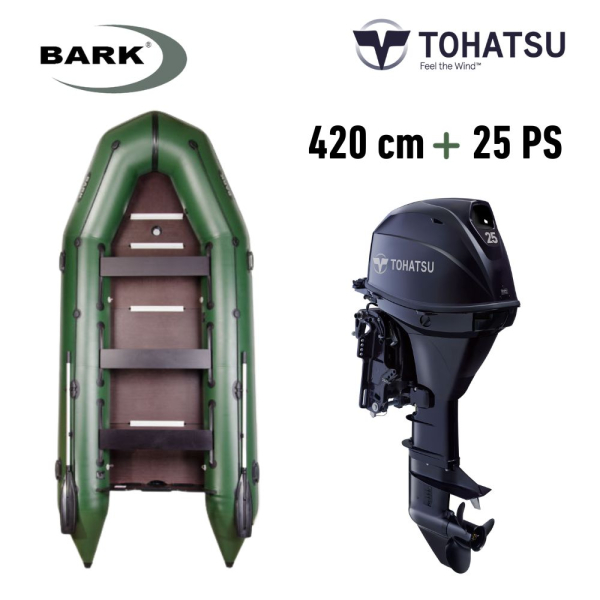 Schlauchboot BARK 420 cm mit 25 PS Tohatsu Motor (MFS25DS)